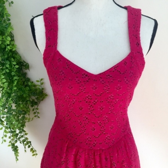 Anthro Deletta Open Back Fit and Flare Pink Dress - Picture 5 of 8